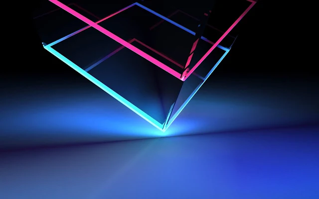 Papel de parede grátis Cubo Neon Azul Rosa