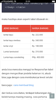 2 cara terbaik membuat Tabel blogger Responsive tidak terpotong pada Mode Mobile seluler