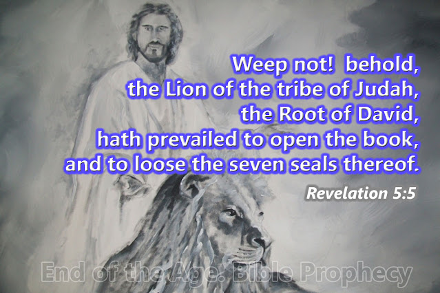 revelation 5 the lamb lion of judah jesus christ caught upto gods throne to take the scroll with seven seals Justin roberts end of the age bible prophecy