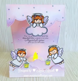 Sunny Studio Stamps: Little Angels & Angelic Sentiments Card with Tealight by Maria Russell