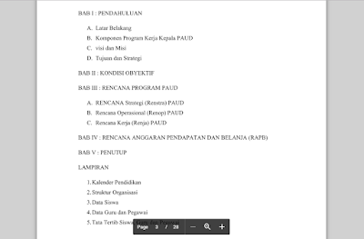 Program Rencana Kerja PAUD/RA/KB