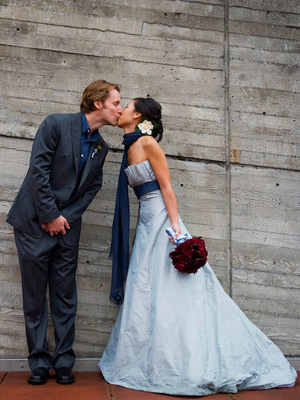  splash of color to their bridal gown attire maybe a pink or blue sash 