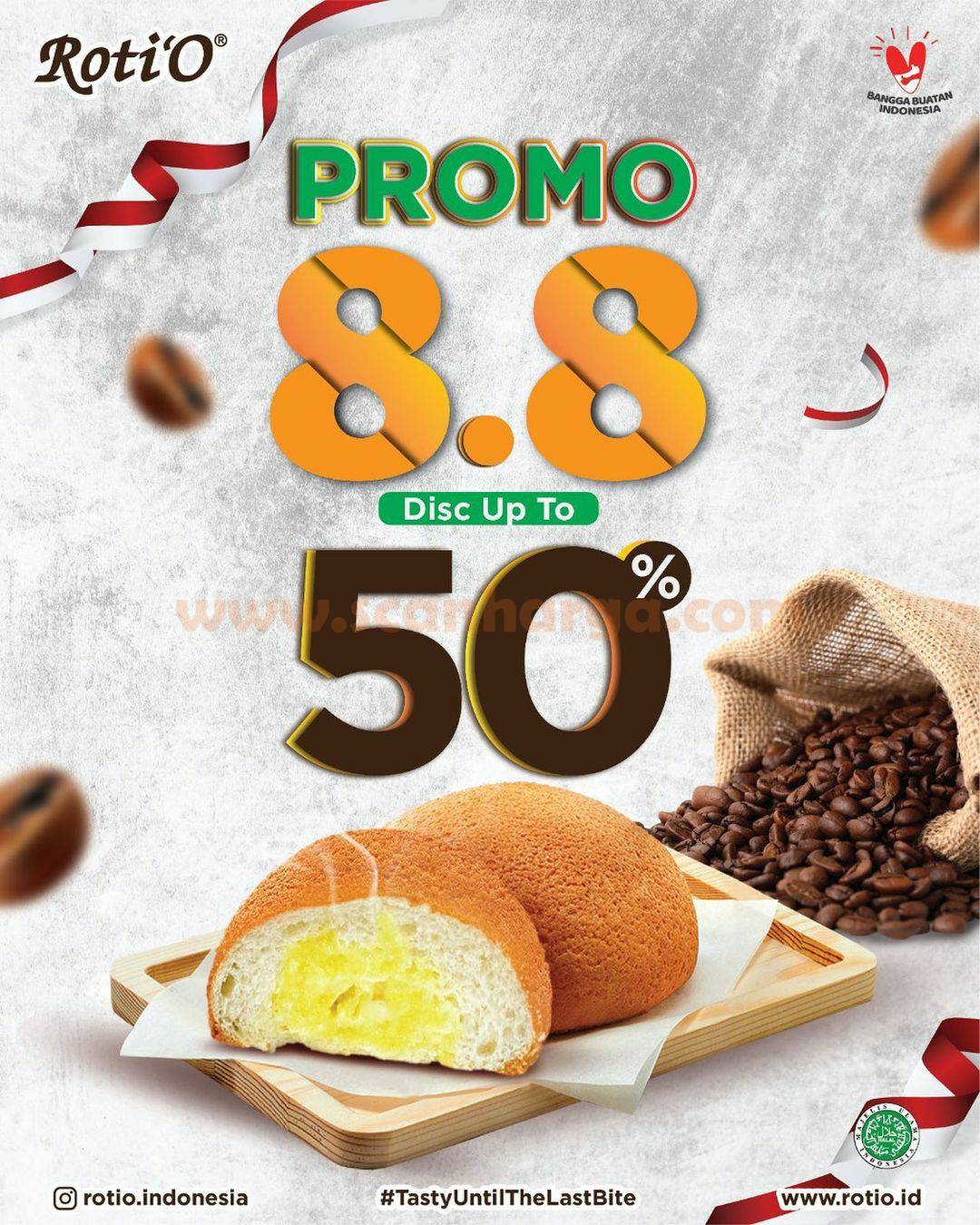 ROTI'O PROMO 8.8 DisKon 50% untuk pembelian 6 - 12 Roti O