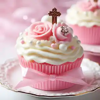 Cupcakes para bautizo para niña