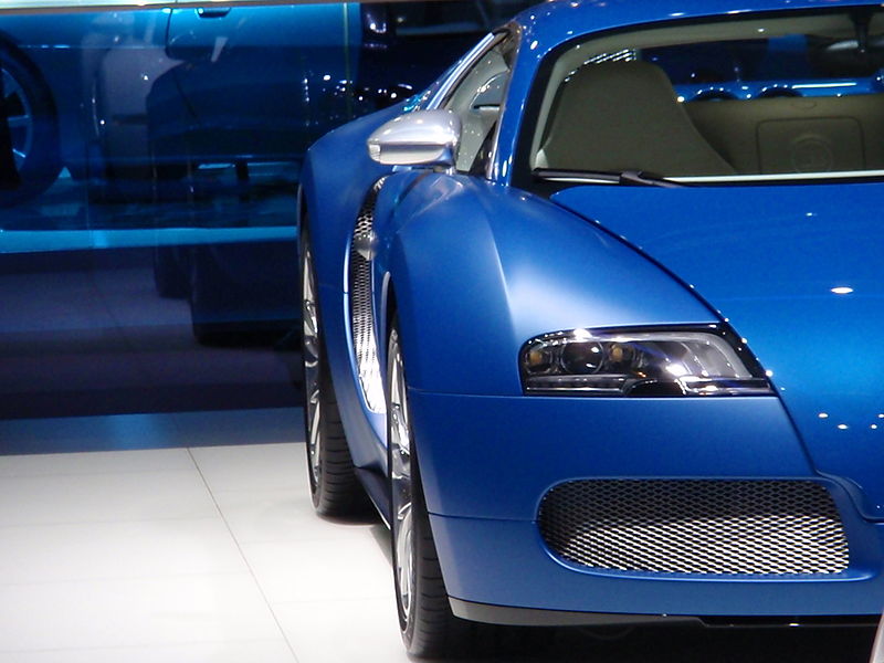 The Bugatti Veyron Bleu Centenaire is a race car the name Bleu Centenaire