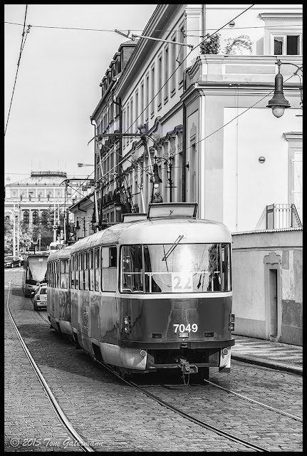 Tram 7049 on Letenská Street in Lesser Town Prague