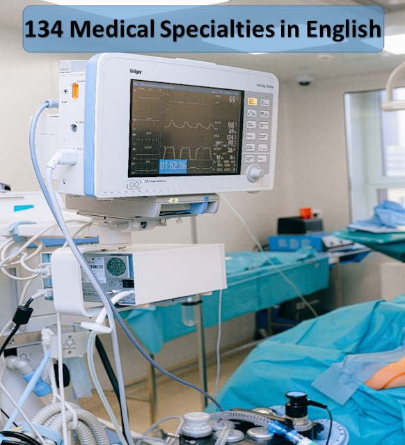 134 Medical Specialties in English