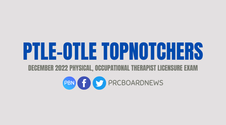 PT-OT RESULT: December 2022 Physical, Occupational Therapy board exam top 10 passers