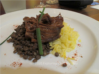 Braised Goat over Saffron Rice and French Lentils