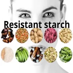 Resistant starch. Resistant starch with a woman's face background