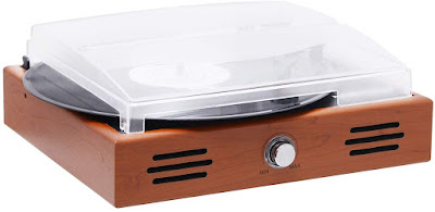 Musitrend Mini Stereo Turntable 3 Speed Record Player with Built-in Speakers, Vinyl to MP3 Recording, RCA line Out, Natural Wood …