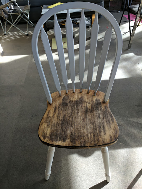 sanded, stained, chair, chalk, paint