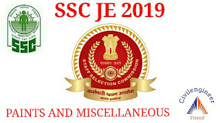 SSC JE 2019 Question and Answers for Paints and Miscellaneous