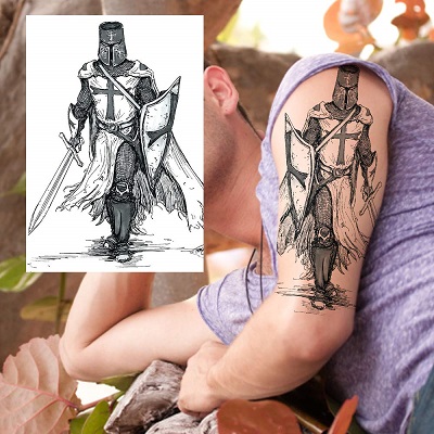 3D Black Gladiator cross tattoos for men
