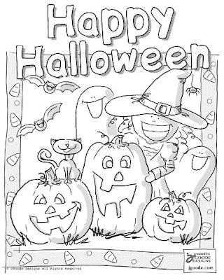 Halloween Coloring Pages  on Transmissionpress  Happy Halloween Coloring Page Picture
