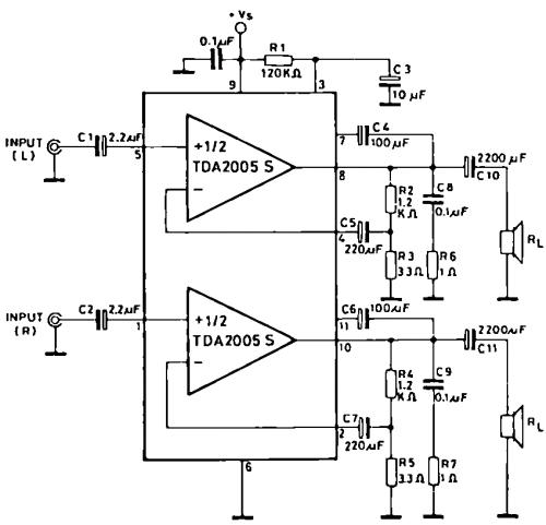 ARWIS BLOG Skema  Audio Amplifier Menggunakan ic TDA2005