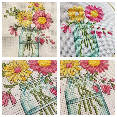 Flower Mason Jar Cross Stitch