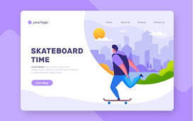 Outdoor Sport Landing Page With Man on Skateboard