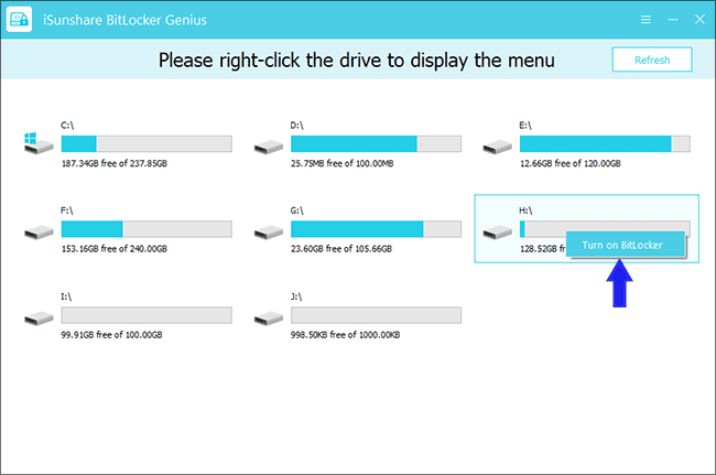 choose Turn on BitLocker