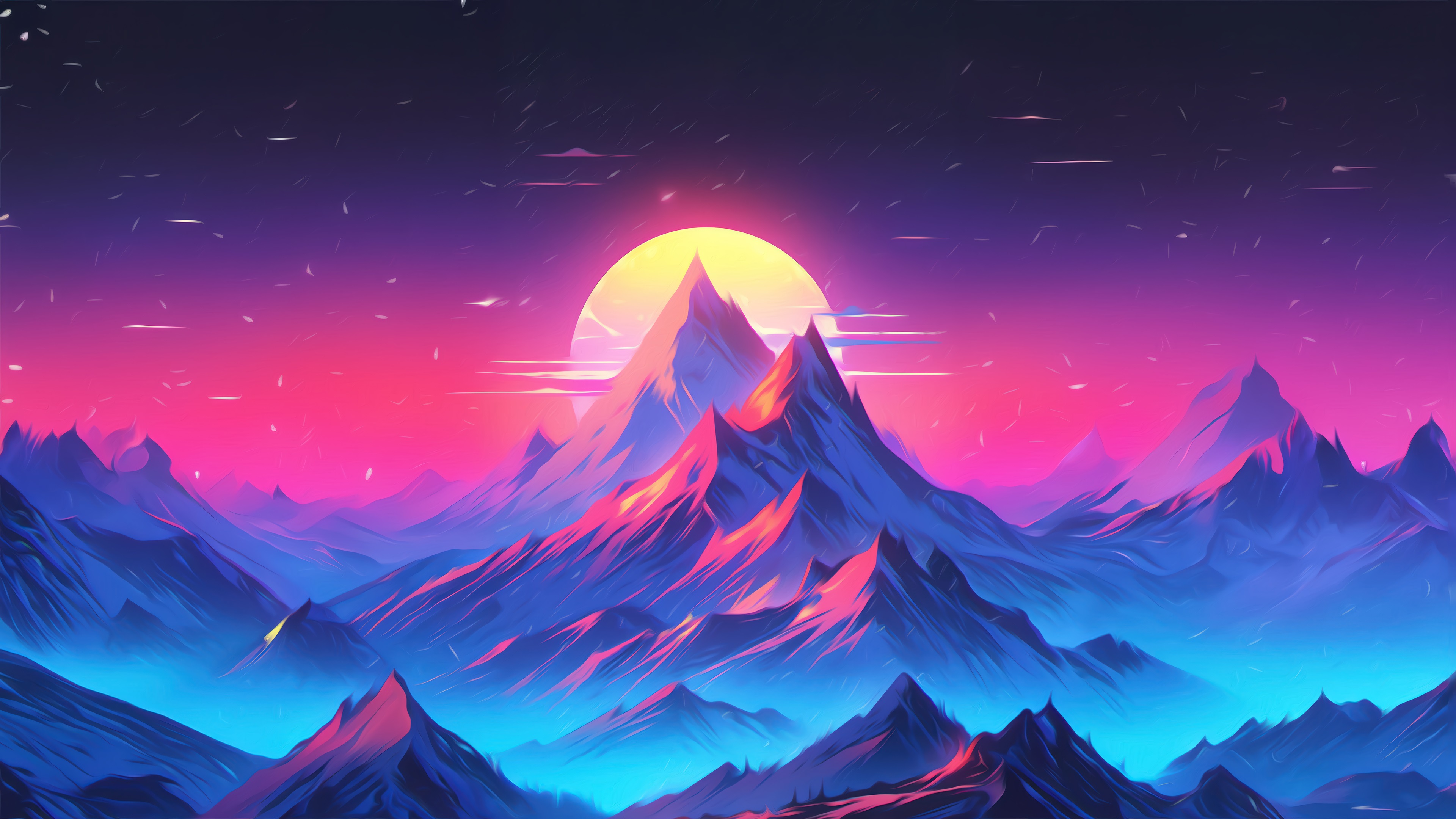 Sunset Mountain Beautiful Art Scenery 4K Desktop PC