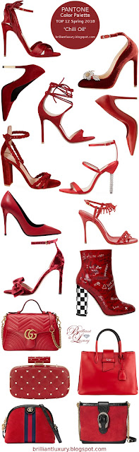 ♦Pantone Fashion Color Chili Oil #pantone #shoes #bags #red #brilliantluxury