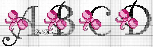 Alfabetos em ponto cruz com diagramas para bordar