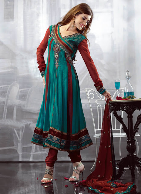 Green Anarkali Frocks Collection 2015-16-Latest Party Wear Anarkali Dresses-Women New Best Eid Dresses