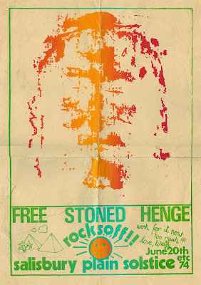 Poster anunciatorio de la primera edición del festival de Stonehenge en 1974 en el que actuó Zorch