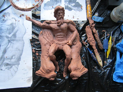 neptune clay sculpture