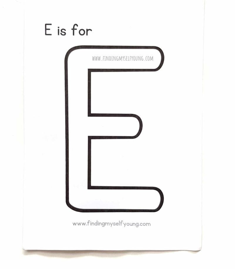 letter E template printed out.