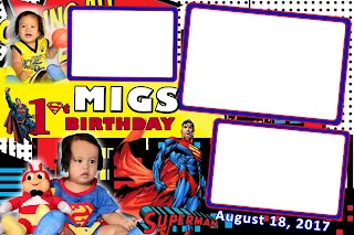 Superman Photobooth Layout Design for first Birthday