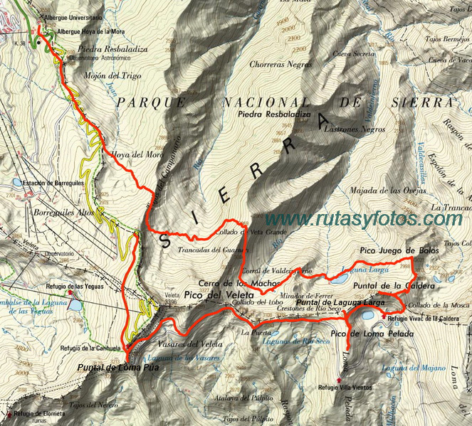 Puntal de Loma Púa-Loma Pelá-Puntal de Laguna Larga-Puntal de la Caldera-Juego de Bolos