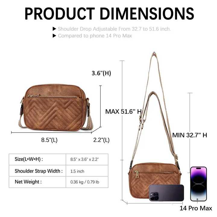 Product Dimensions of Bostanten Brown Crossbody Bag
