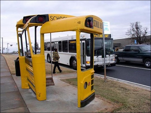 strange yellow school buses