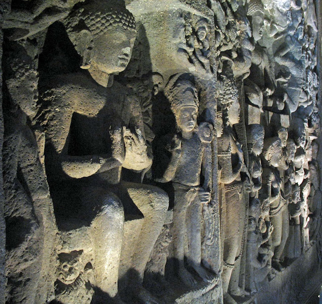 Buddha in large fresco at Ajanta