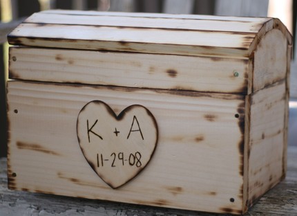 Large Personalized Wedding Card Box and Treasure Chest Rustic Cinderella