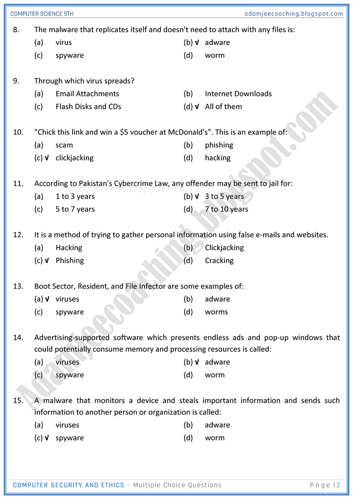 computer-security-and-ethics-mcqs-computer-science-9th