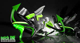 black & green 3D graffiti