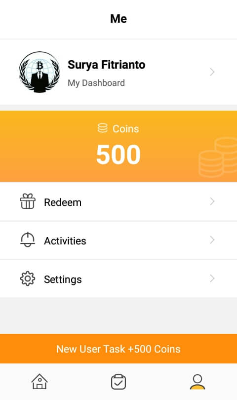 Sampai disini Anda telah berhasil mendaftar / membuat akun dan masuk ke aplikasi VeeU dan mendapatkan bonus sebanyak 500 Coins.