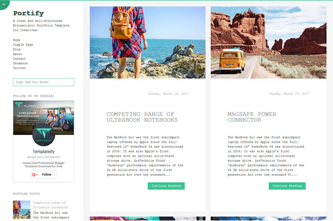 Portify - Responsive Blogger Template