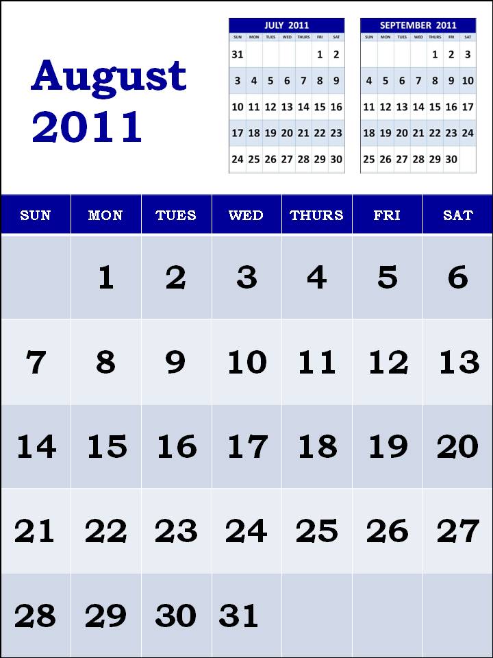 printable august 2011 calendar. August printable calendar