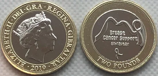 Gibraltar 2 pounds 2019 - Breast Cancer Support