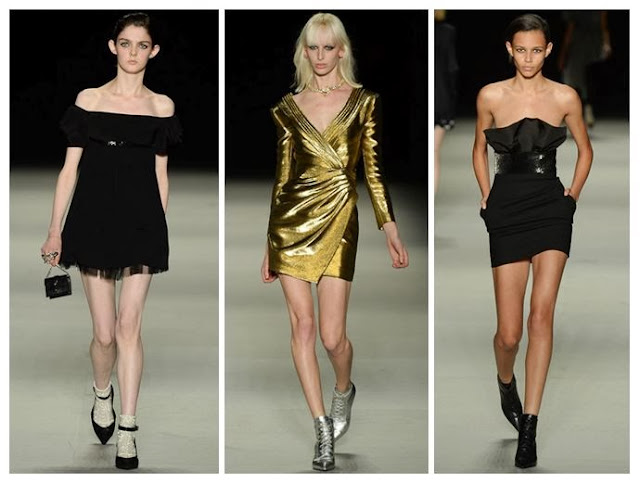 Saint Laurent Spring/Summer 14 dresses in black and gold