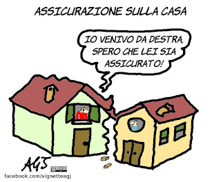 casa, terremoto, assicurazione, ricostruzione, vignetta, satira