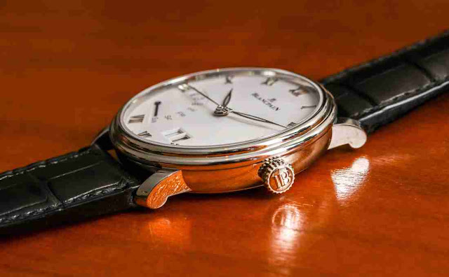 Schweizerisch Replica Uhren Blancpain Villeret Large Date Day Retrograde Automatik 18K Gold Silber Zifferblatt 40mm