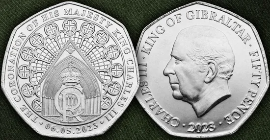 Gibraltar 50 pence 2023 - Charles III (Coronation)