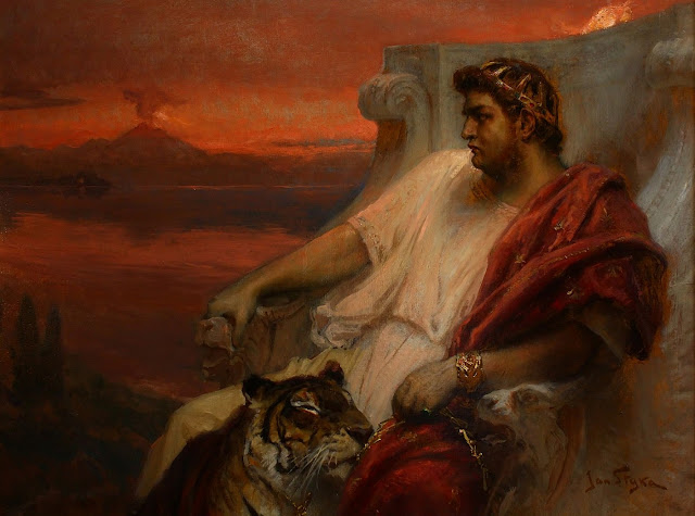 Изображение императора Нерона с тигром