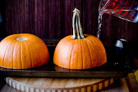 Preparing pumpkin for roasting