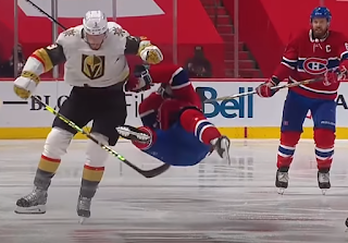 Brayden McNabb destroys Nick Suzuki, Canadiens vs Golden Knights, Game 3 NHL WCF, 6/18/2021