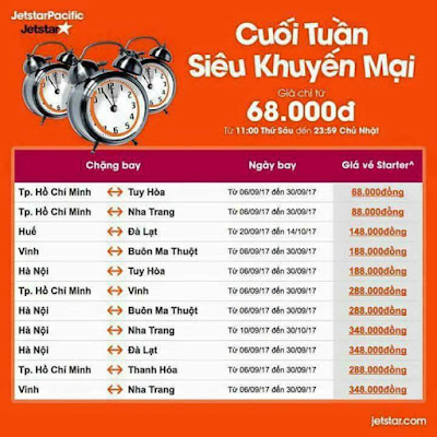 giá vé khuyến mãi Jetstar ngày 03/03/2017 nội địa